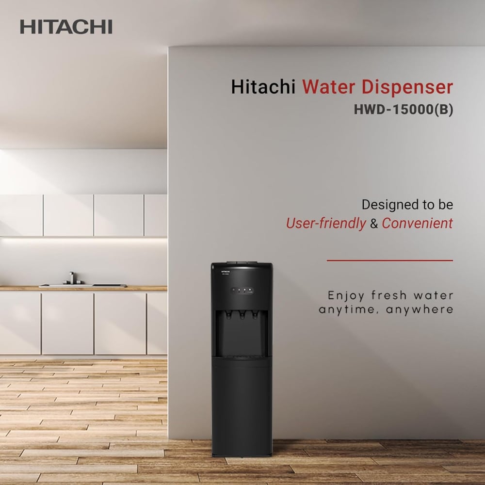 Hitachi Top Loading Hot Cold And Ambient Temperature Floor Standing Water Dispenser Black