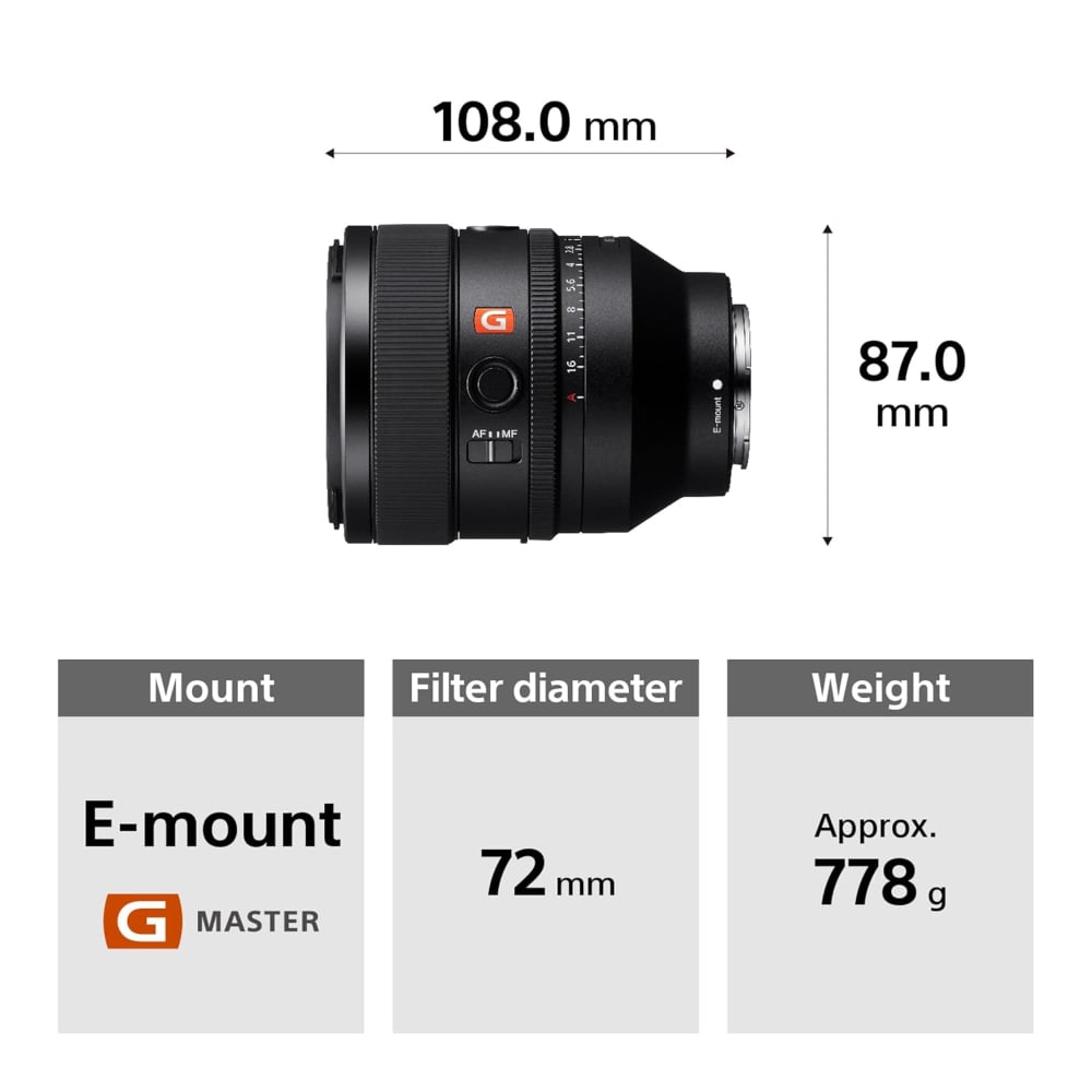 Sony FE 50mm | SEL50F12GM | F1.2 GM | Standard Prime Lens | Full-Frame E-Mount | Black