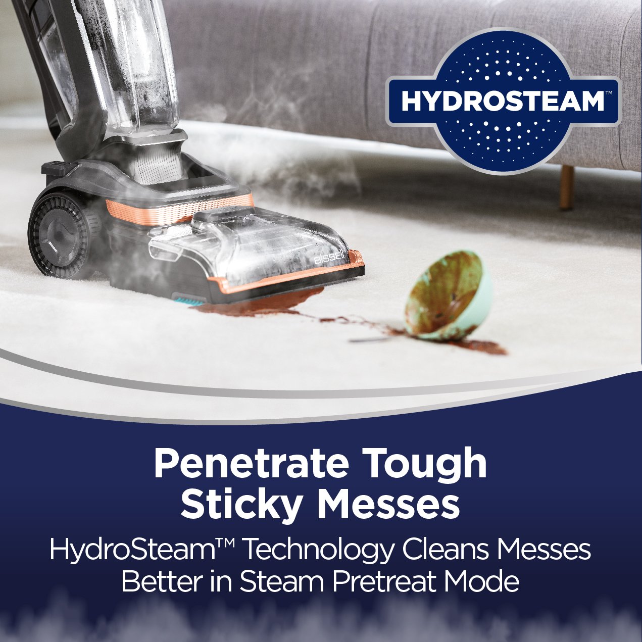 Bissell Revolution HydroSteam (3672E) Carpet Cleaner | Steam Cleaning Technology | Titanium