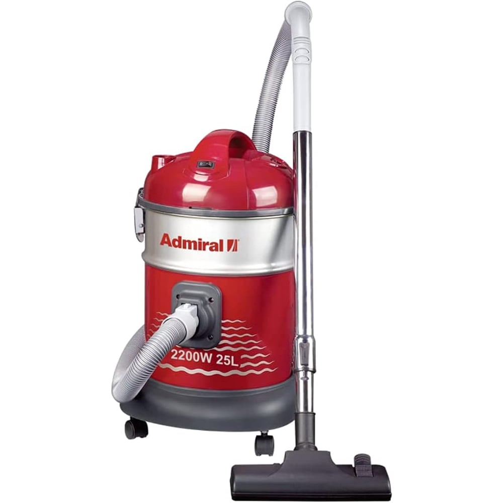 Admiral 2200W Corded Electric Anti-Bacterial Filter Drum Vacuum Cleaner 25L Red/Grey