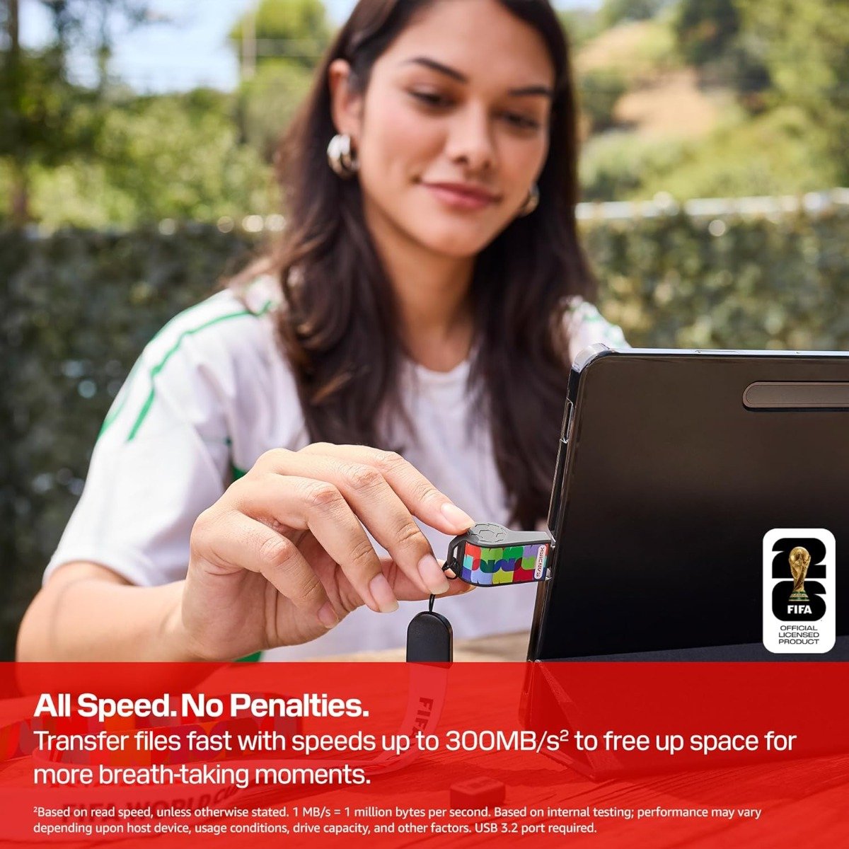 سانديسك ذاكرة فلاش USB-C سعة 128GB اصدار كاس العالم فيفا 2026 - سرعات نقل تصل الى 300 ميجابايت/ثانية، USB 3.2 الجيل الاول، USB نوع C - اسود - SDCZIA-128G-G46