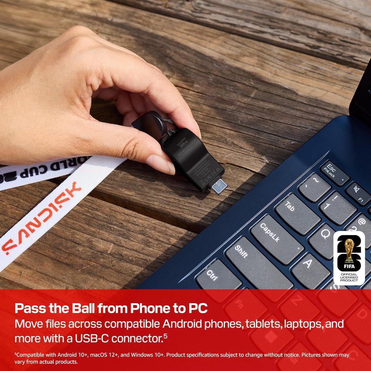 SANDISK 64GB USB-C Flash Drive, FIFA World Cup 2026 Edition - Up to 300MB/s Transfer speeds, USB 3.2 Gen 1, USB Type-C - Black - SDCZIA-064G-G46
