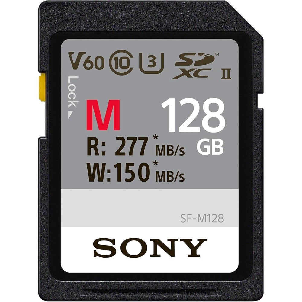 سوني بطاقة ذاكرة رقمية 128 جيجابايت من سلسلة SF-M UHS-II U3 V60 SDHC - قراءة 277 ميجابايت/ثانية كتابة 150 ميجابايت/ثانية SF-M128