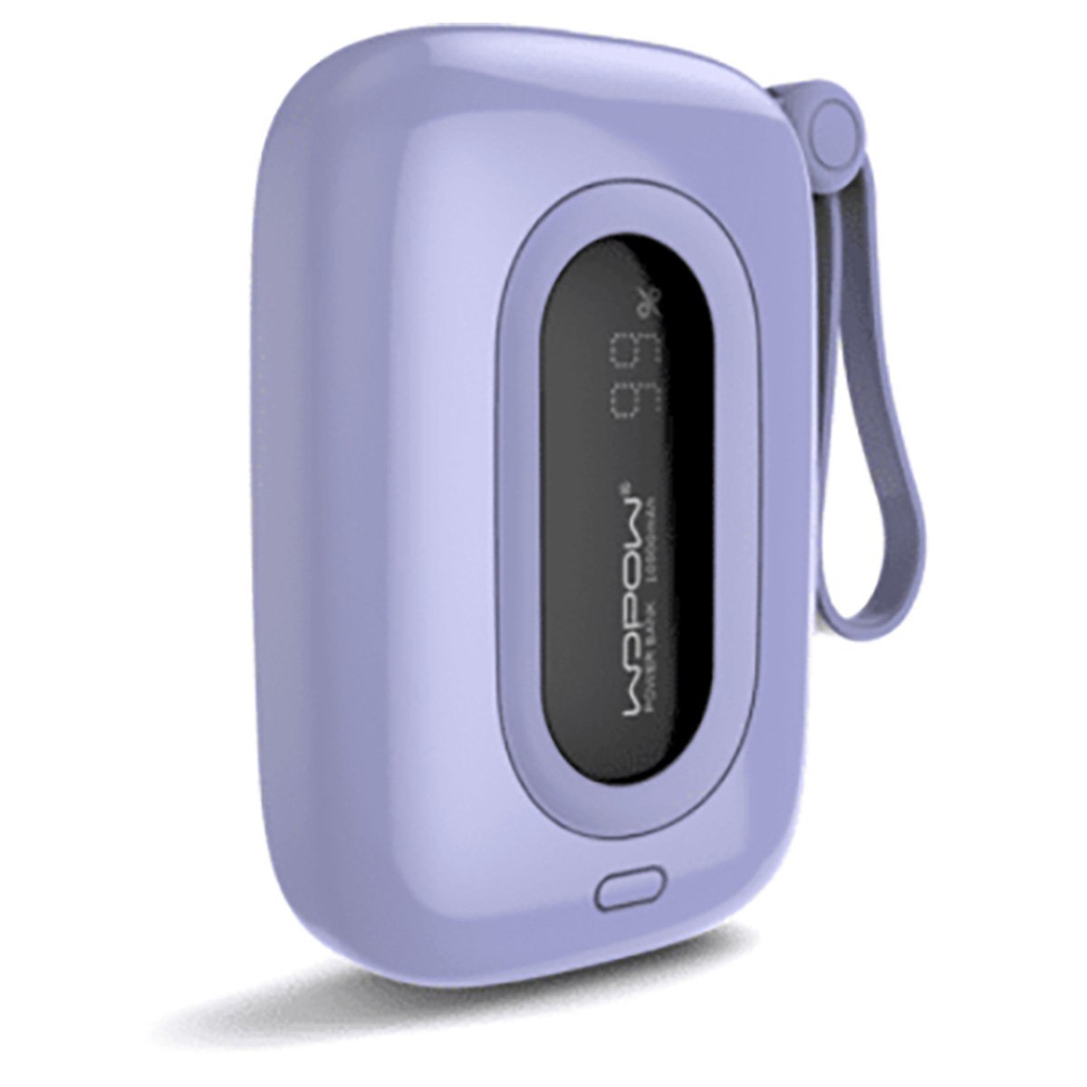 WOPOW 10000mAh Quick Charge PD Portable Power Bank with Digital Display & Built-In Cable | Purple | RS-6933185728978