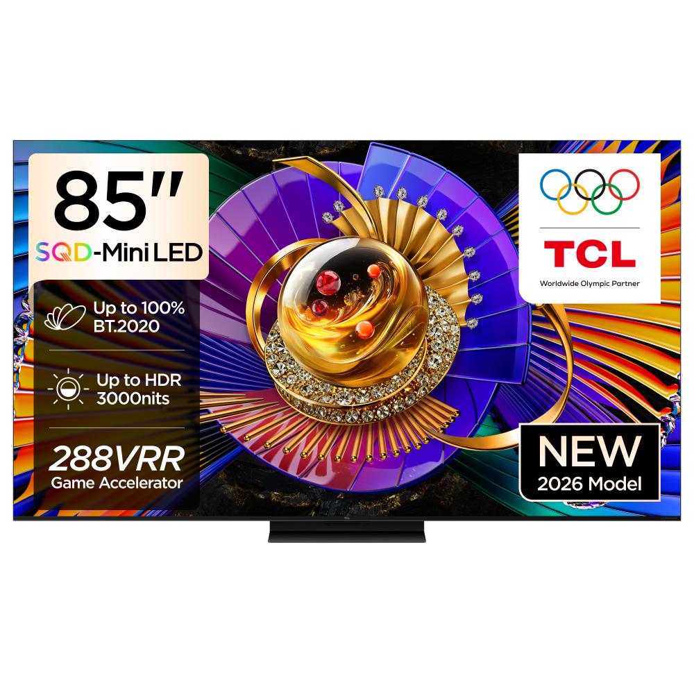 TCL 85 Inch SQD Mini LED 4K Smart TV, 800 Dimming Zones, 2700 Nits HDR, HVA 2.0 Pro Panel, Bang & Olufsen Audio, 288Hz VRR