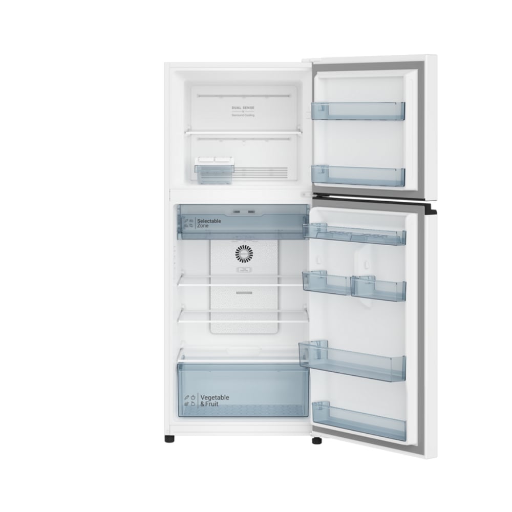 Hitachi Top Mount Double Door Refrigerator | 12.1 Cu.Ft (344L) | Inverter Technology | HRTN6379SPWHSA | White