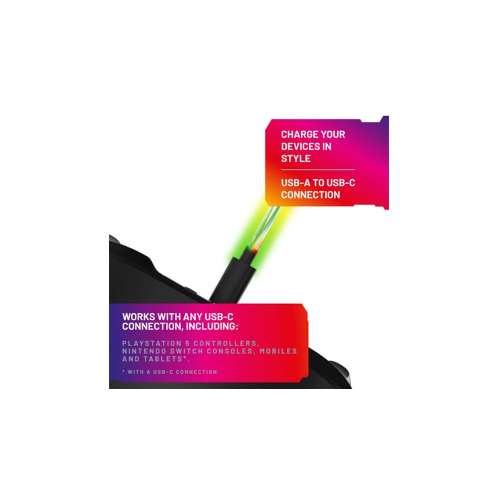4Gamers Light Up Charging Cables Multi format Pack Of 2 2M Black