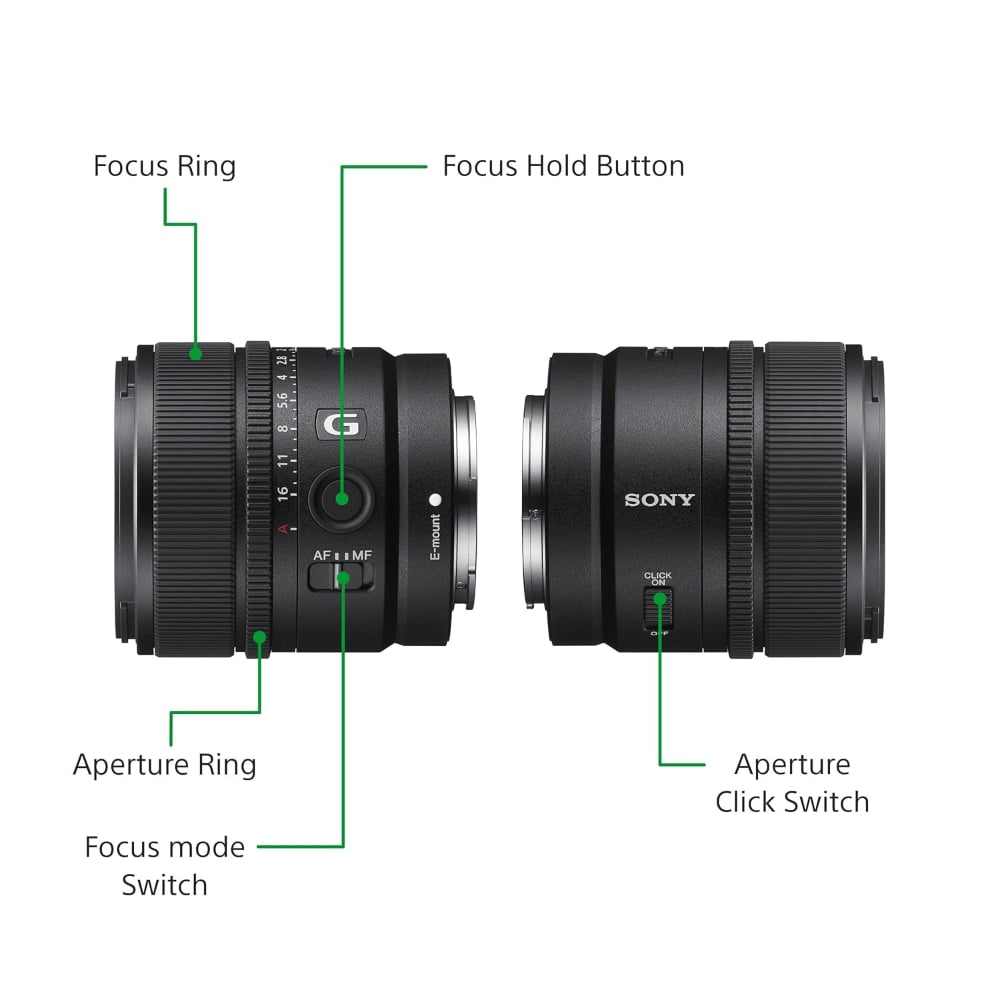 Sony E 15mm | SEL15F14G | F1.4 G | Wide-Angle Prime Lens | APS-C E-Mount | Black