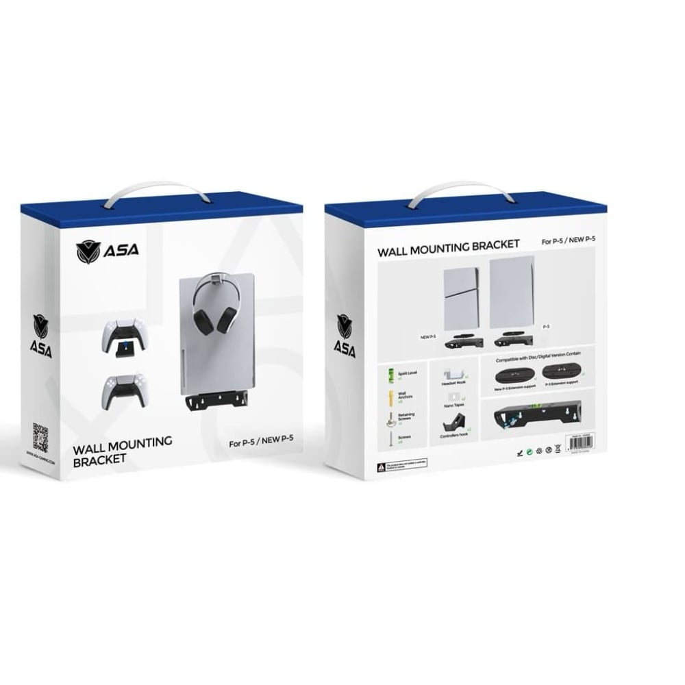 ASA Wall Mounting Bracket for PS5 Controller Black