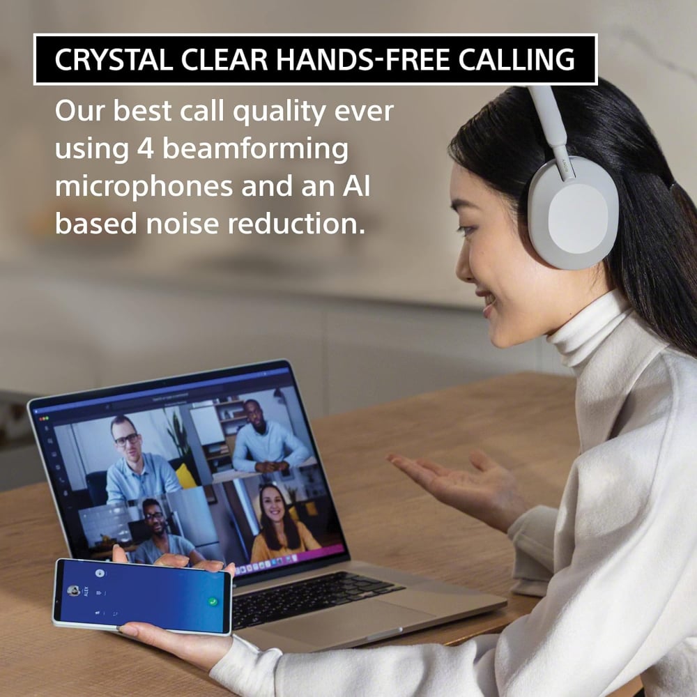 Sony WH-1000XM5 Wireless Over-Ear Headphones Noise Cancellation with Microphone Silver