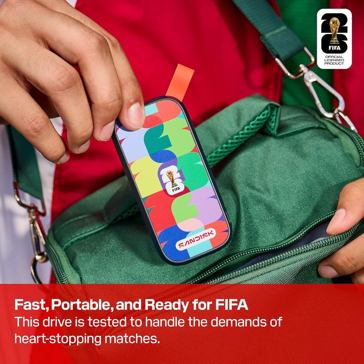 SANDISK 1TB Portable SSD, FIFA World Cup 2026 Edition – Up to 800MB/s – Compatible with laptops, Plus Android Tablets and Phones – Black - SDSSDE30F-1T00-G25