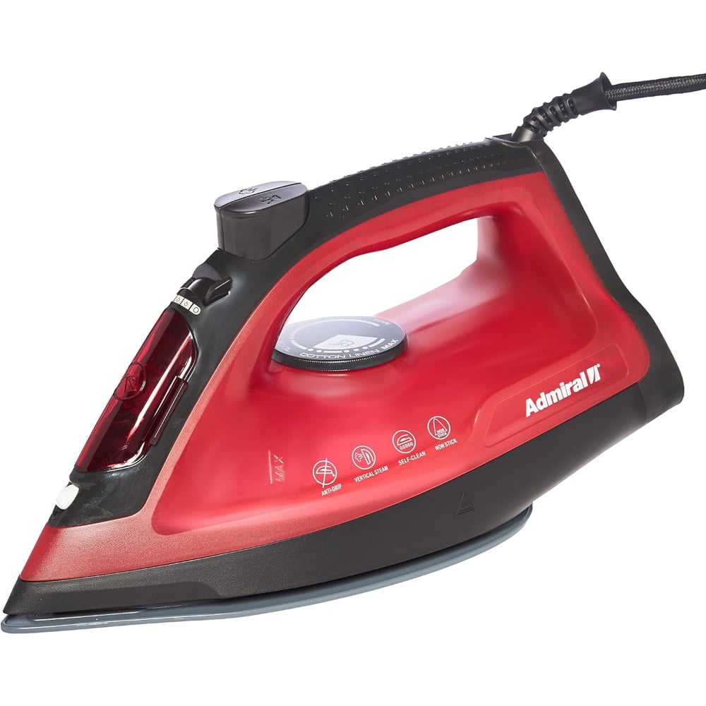 Admiral 2400W Ceramic Soleplate Auto Shut -Off Function 320Ml Red