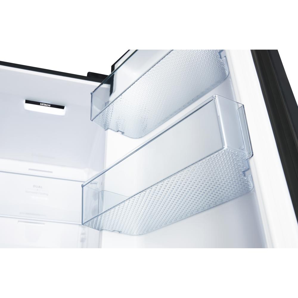 Hitachi Side by Side Double Door Refrigerator | 23.2 Cu.Ft (656L) | Digital Temperature Control | HRSN9713ESGSSA | Glass Silver