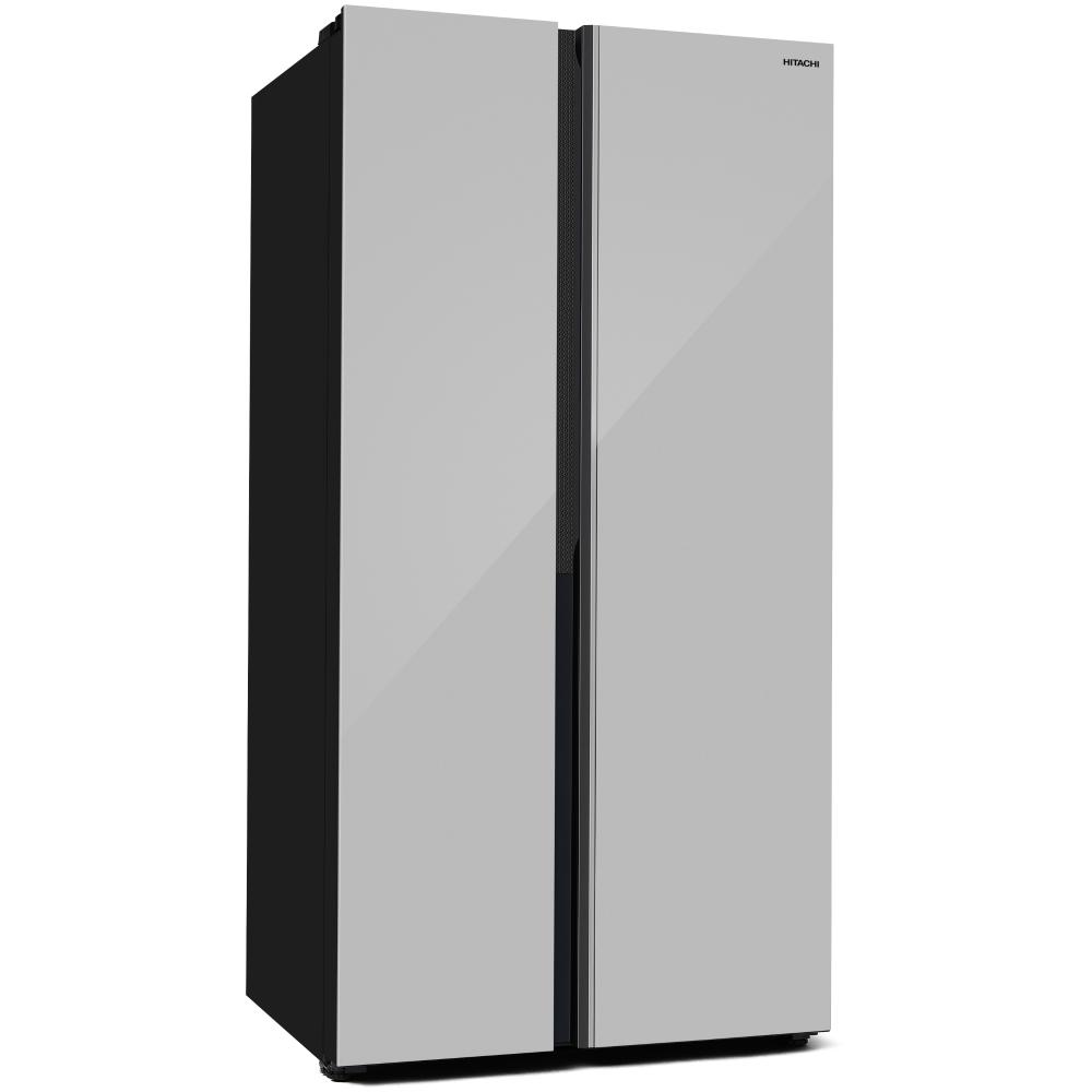 Hitachi Side by Side Double Door Refrigerator | 23.2 Cu.Ft (656L) | Digital Temperature Control | HRSN9713ESGSSA | Glass Silver