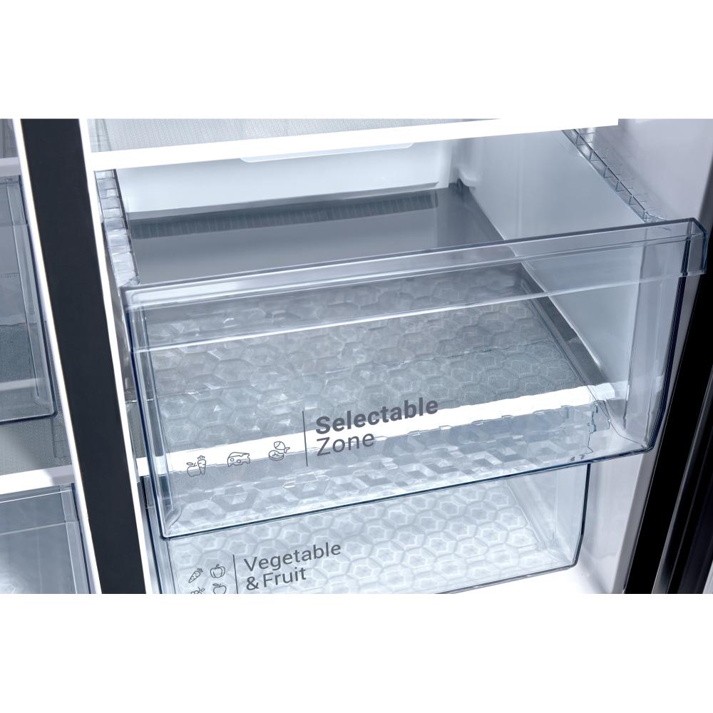 Hitachi Side by Side Double Door Refrigerator | 23.2 Cu.Ft (656L) | Digital Temperature Control | HRSN9713ESGSSA | Glass Silver