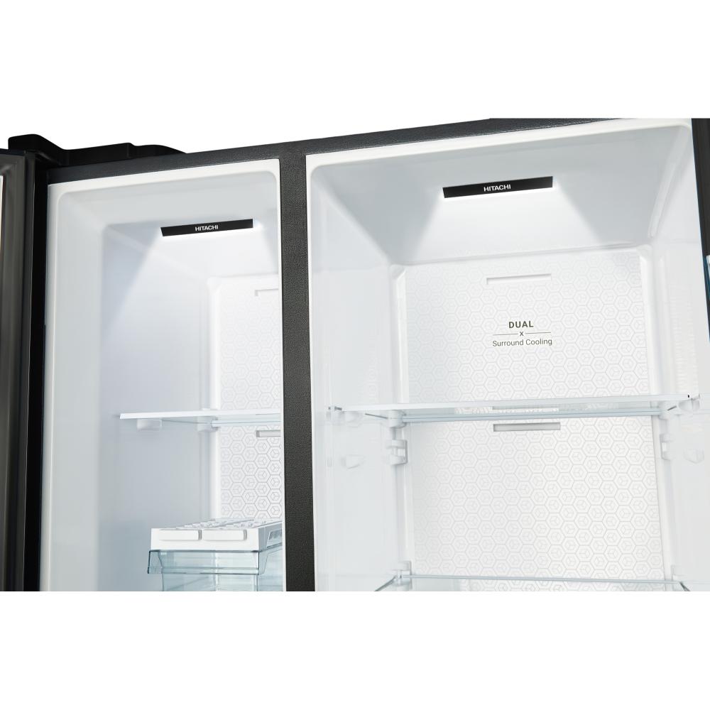 Hitachi Side by Side Double Door Refrigerator | 23.2 Cu.Ft (656L) | Digital Temperature Control | HRSN9713ESBKSA | Metal Black