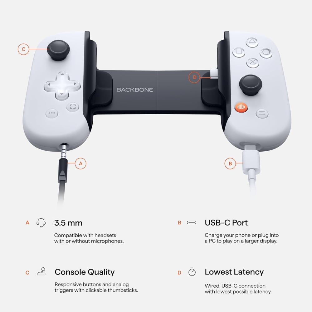 Backbone 2Nd Gen Playstation Edition Online Game Services Console for Android And IPhone 15 Series White