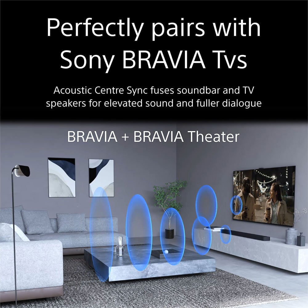 Sony HT‑A9000 Bravia Theatre Bar 9 360 Spatial Sound Mapping Premium Soundbar Home Theatre System Black with Sony SA-RS3S Additional Wireless Rear Speakers