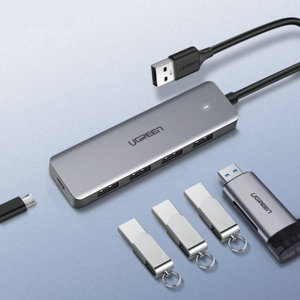 UGREEN 4-in-1 USB-A 3.2 to Micro USB Hub | Grey | UG-CM219-50985