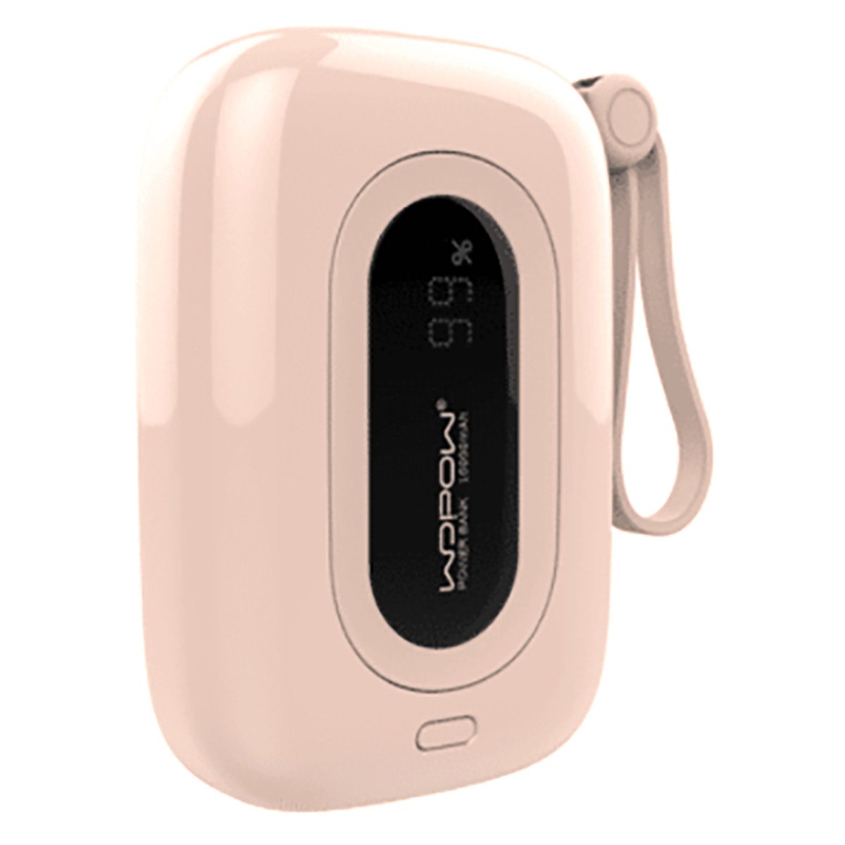WOPOW 10000mAh Quick Charge PD Portable Power Bank with Digital Display & Built-In Cable | Pink | RS-6933185728985