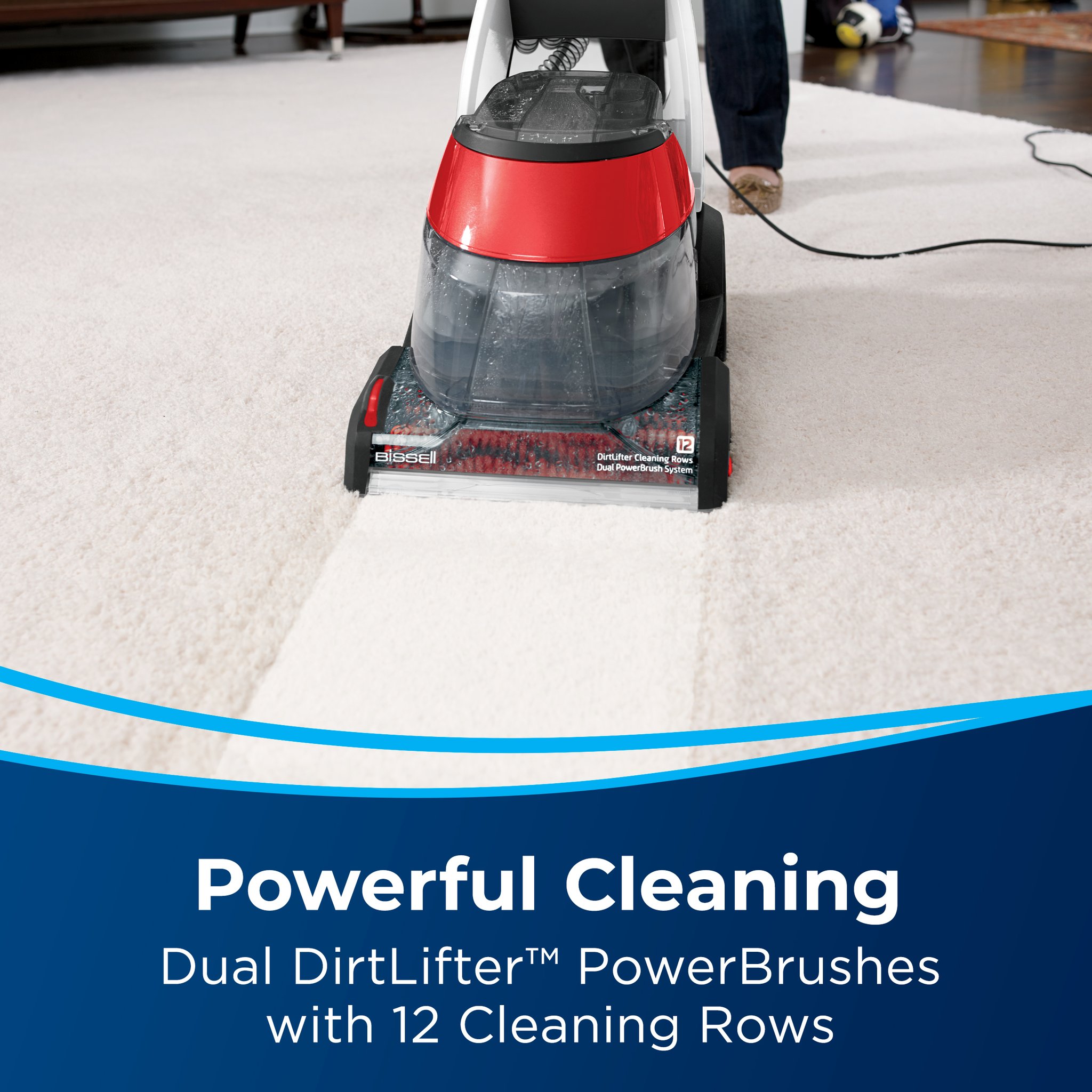 Bissell PowerWash Premier (1456E) Upright Furniture Carpet Cleaner | 3L | White/Red