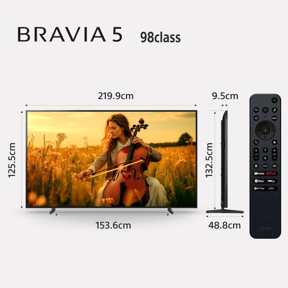 Sony K-98XR50 BRAVIA 5 98 Inch 4K Ultra HD Mini LED Smart Google TV with XR Processor