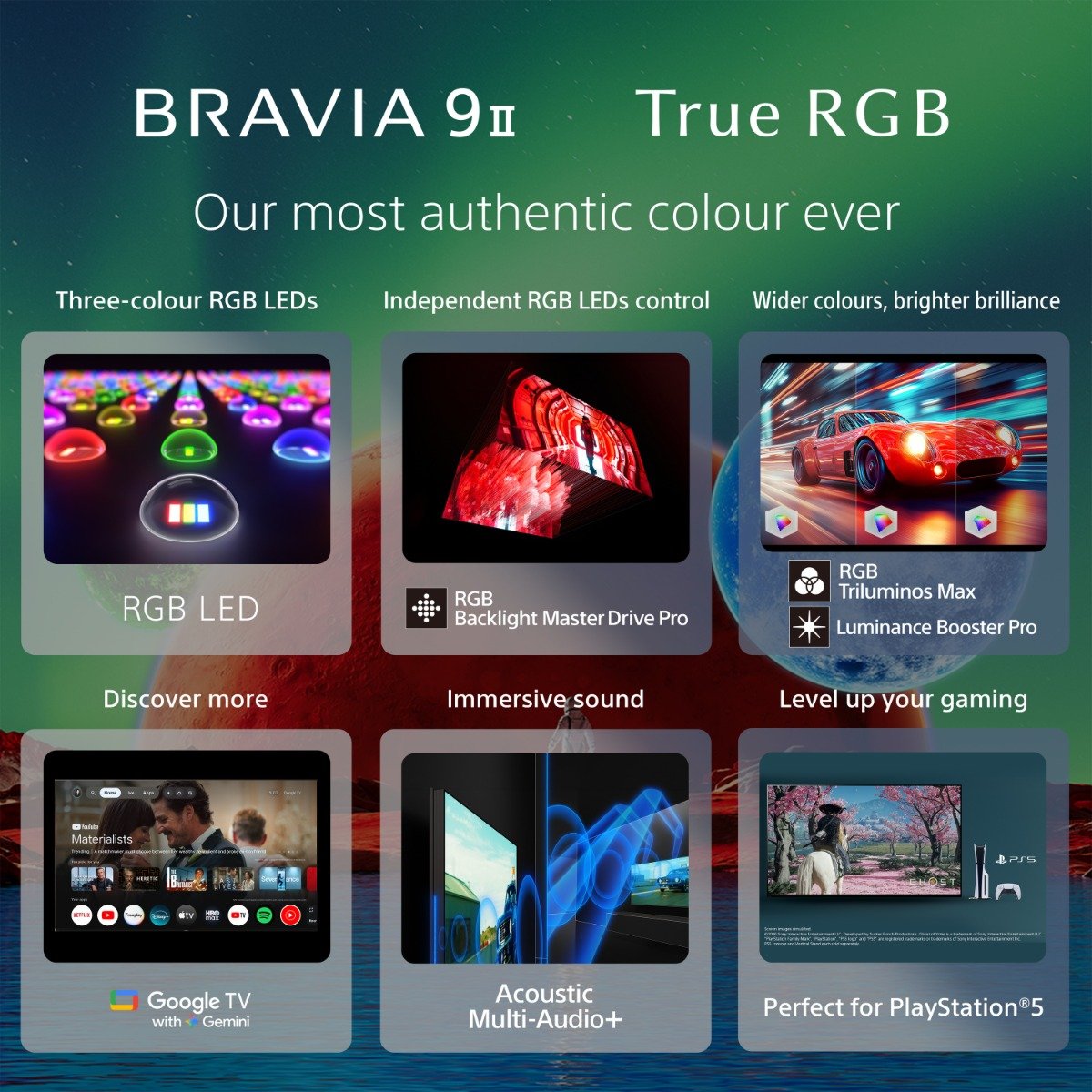 تلفزيون سوني BRAVIA 9 II موديل K-85XR90M2 مقاس 85 بوصة بدقة 4K وتقنية True RGB LED مع Google TV
