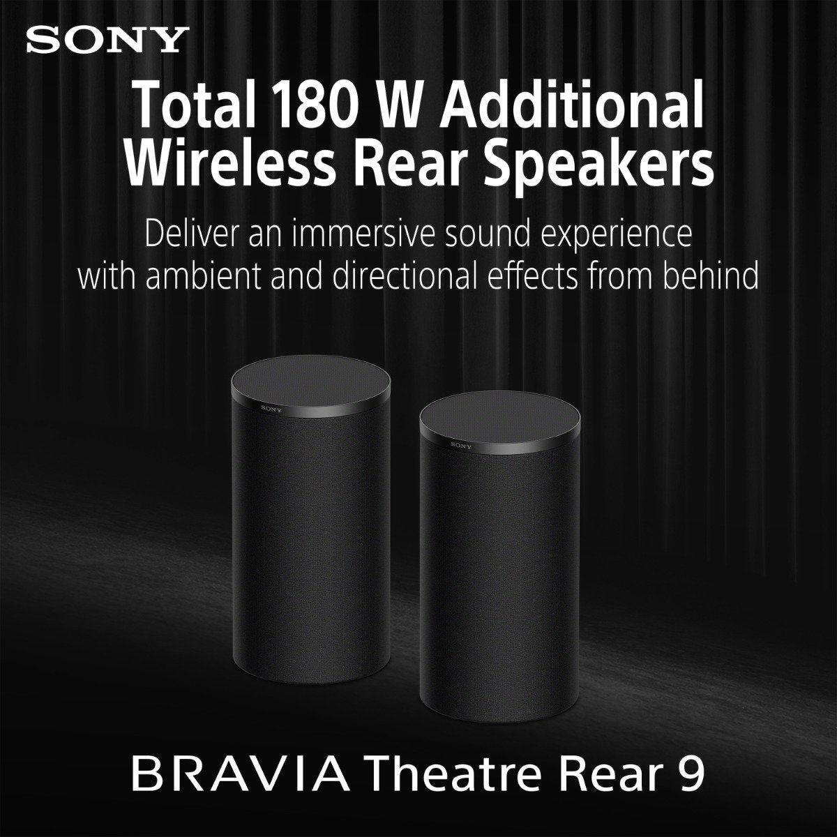 Sony BRAVIA Theatre Rear 9 SA-RS9 | 180W Wireless Rear Speakers with 360 Spatial Sound Mapping