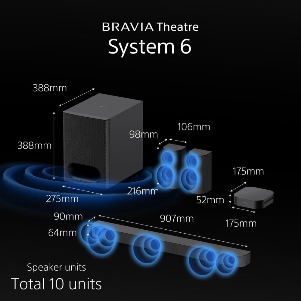 نظام مسرح منزلي سوني BRAVIA Theatre System 6 بصوت 5.1 وقوة 1000 واط – أسود