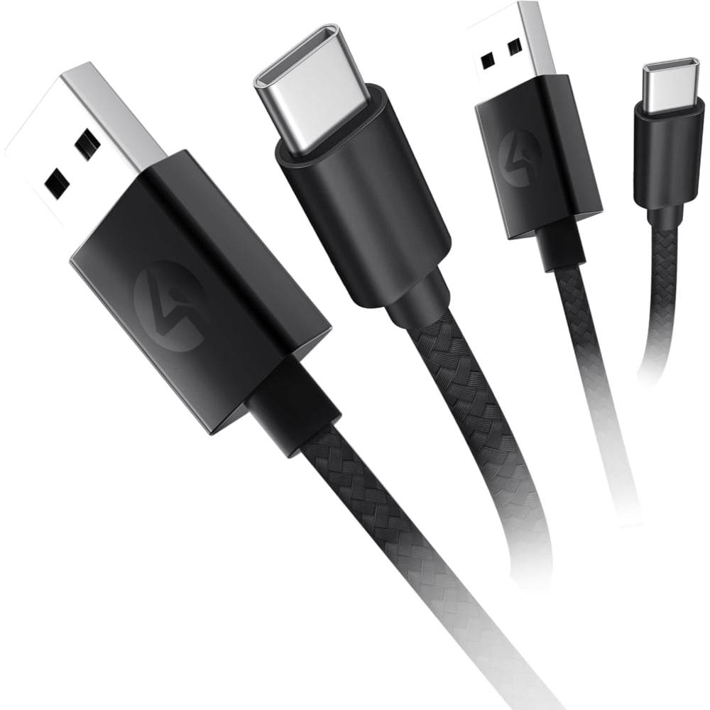 4Gamers USB-C Charge and Data Cable Pack Of 2 2M Black