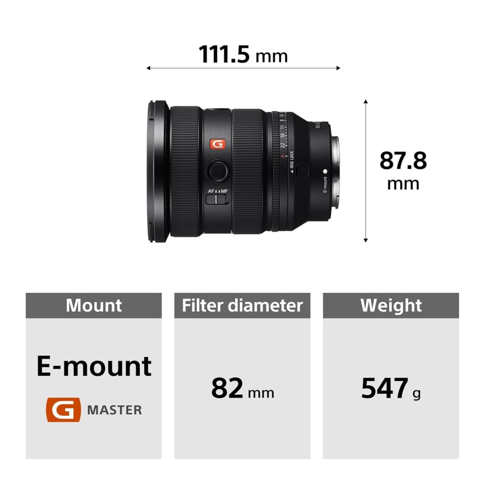 Sony FE 16–35mm | SEL1635GM2 | F2.8 GM II | Wide-Angle Zoom Lens | Full-Frame E-Mount | Black