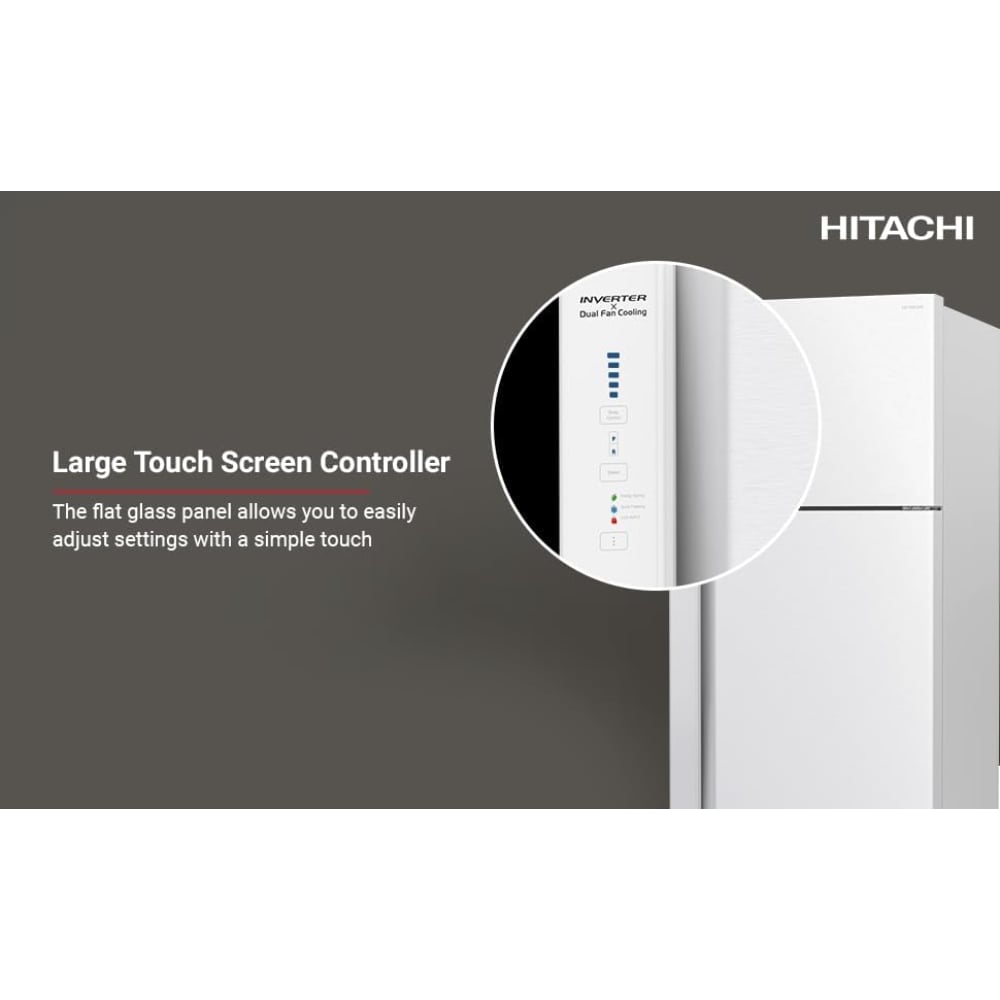 Hitachi Top Mount Double Door Refrigerator | 19.4 Cu.Ft (549L) | Inverter Control | R-V725PS7K-1PWH | White