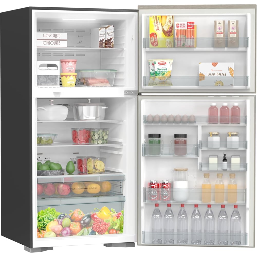 Hitachi Top Mount Double Door Refrigerator | 18 Cu.Ft (510L) | Dual Fan Cooling + Inverter | HRTN8565DFPSVSA | Silver