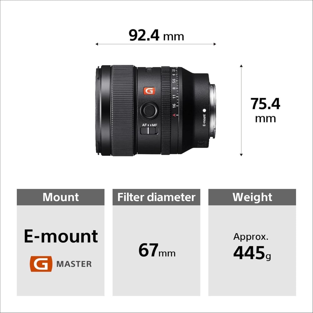 سوني FE 24mm | SEL24F14GM | F1.4 GM | عدسة برايم واسعة | مانت E فل فريم | أسود