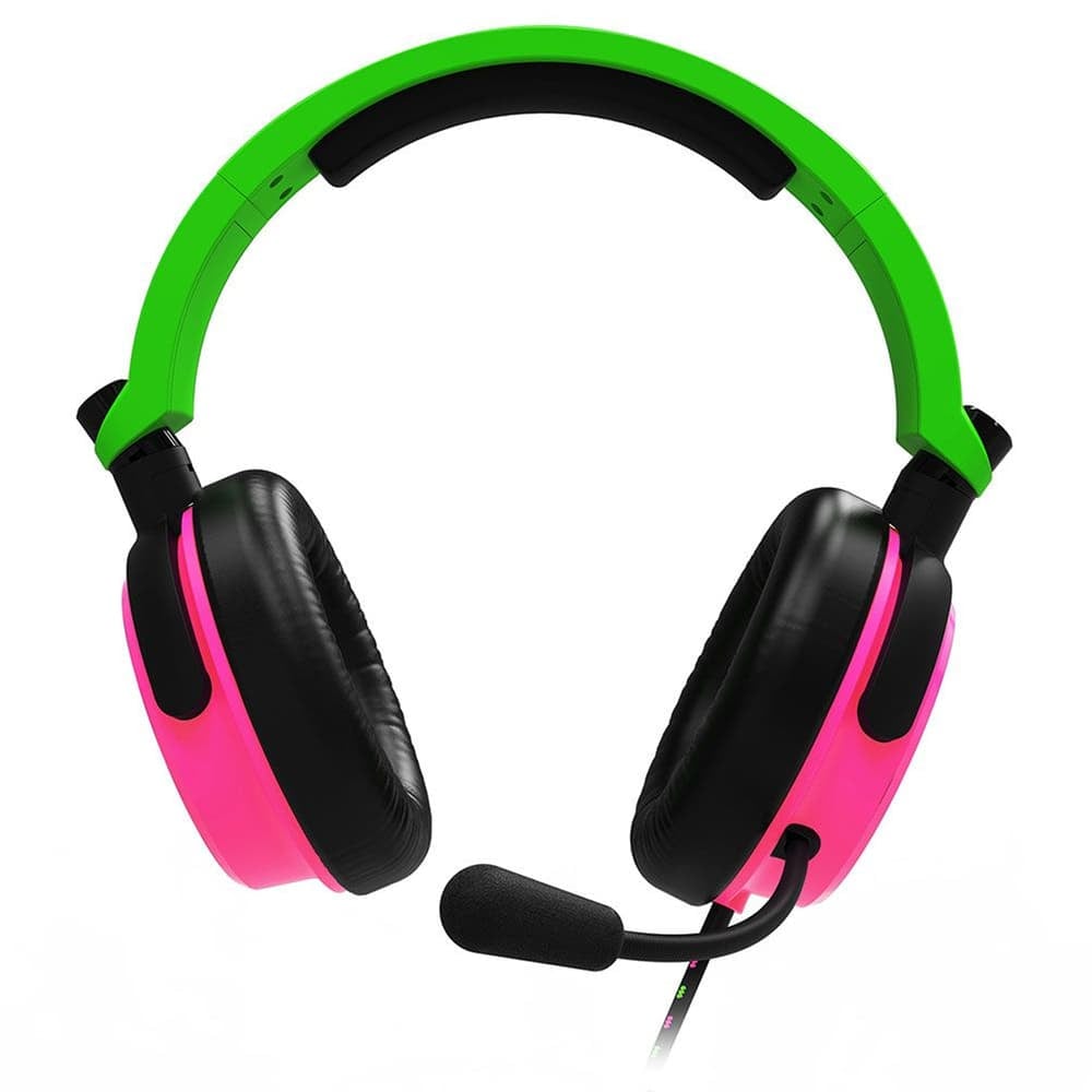 4Gamers 3.5mm Jack Over-Ear Wired Gaming Headset For Switch |Xbox|PS4/PS5|Pc Neon Green/Pink
