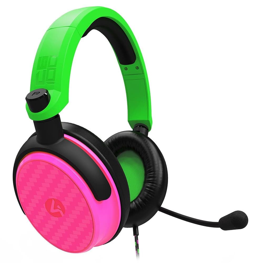 4Gamers 3.5mm Jack | Wired Gaming Over-Ear Headset | Multi-Platform Support | Neon Green/Pink