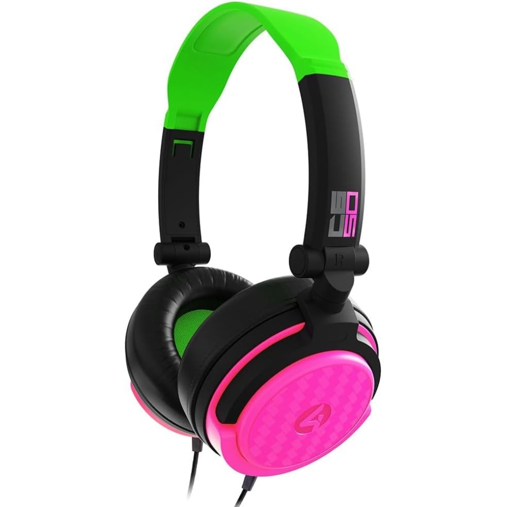 4Gamers Wired Gaming Over-Ear Headset Neon Green/Pink