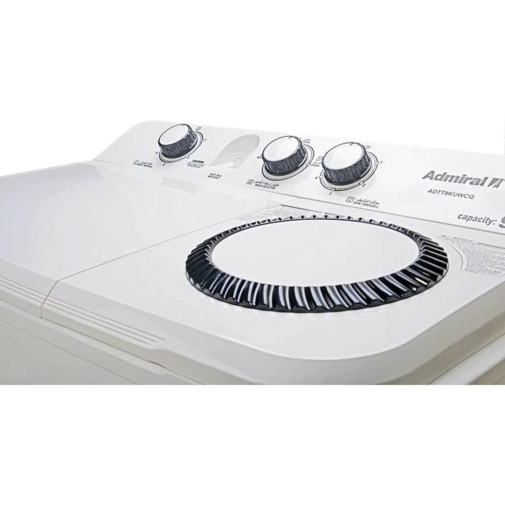 Admiral Twin Tub Semi‑Automatic Washing Machine | 9 Kg | Wash Storm | White | ADTT9KUWCQ