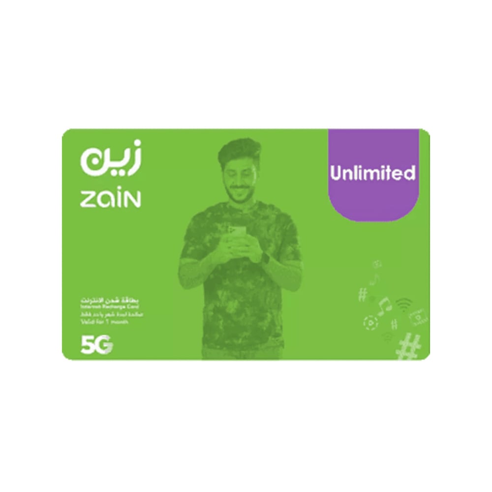 Zain Interner Recharge Card Unlimited for 1 Month Green