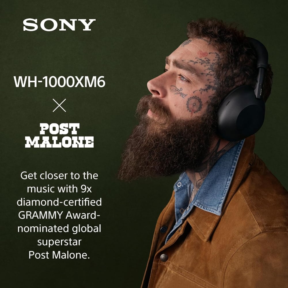 Sony WH-1000XM6 Wireless Over-Ear Headphones Active Noise Cancellation 30-Hour Battery Black