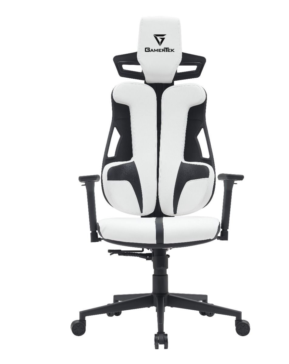 GamerTek Galactic Guardian Gaming Chair – White Edition, Premium PU & PVC, Ergonomic Design, 150kg Capacity