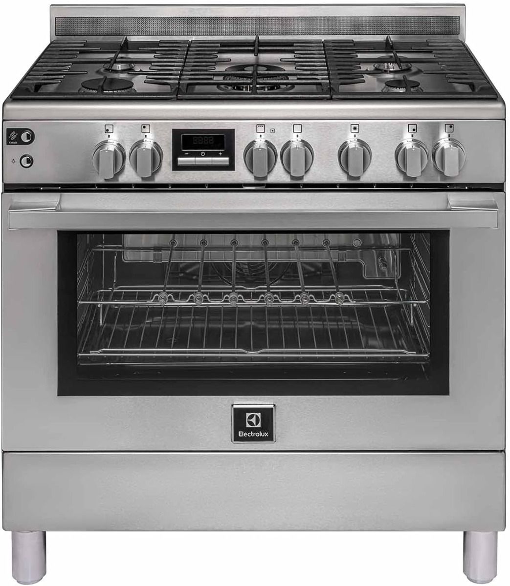 Electrolux 5-Burner Gas Cooker | 90x60cm | 127L Fan Oven | Automatic Ignition & Thermocouple Safety - Silver - EKG9241Z9X