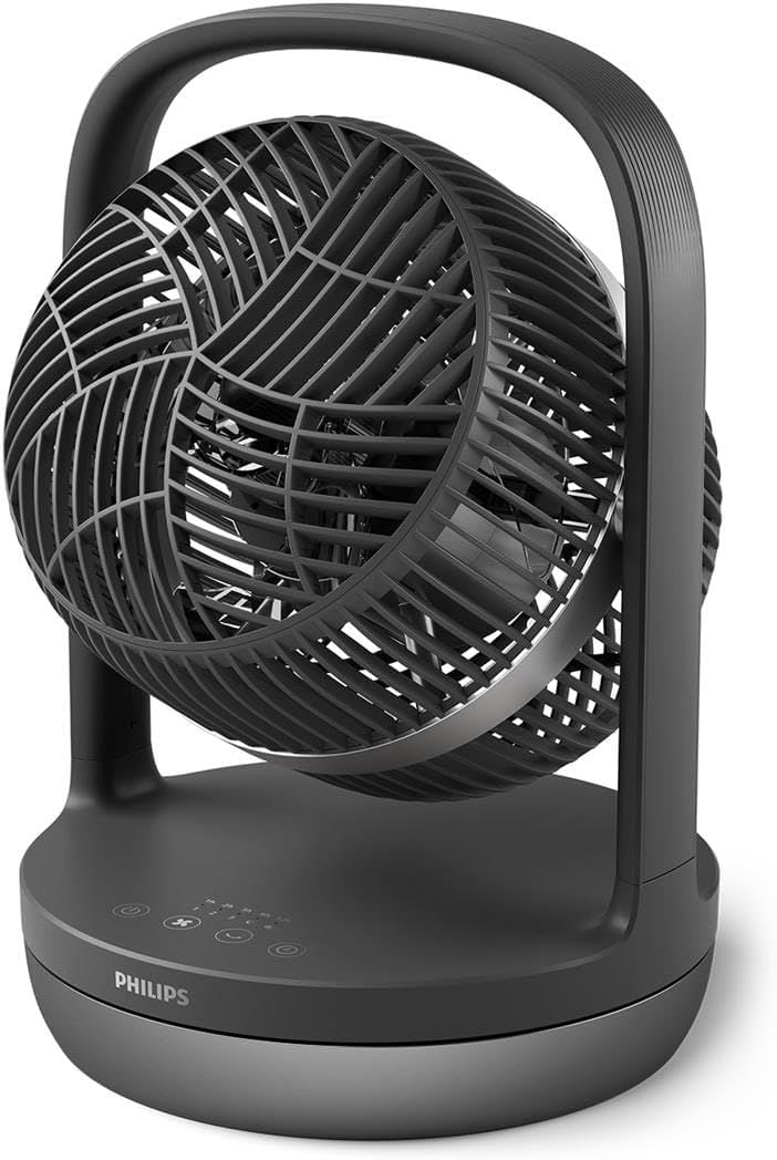 Philips Table Fan 3000 Series - Fan Airflow 738 m³/h, 22cm Head Diameter, 180° Tiltable & Oscillating, 3 Speeds, Sleep Mode, Compact, Black - CX3050/01