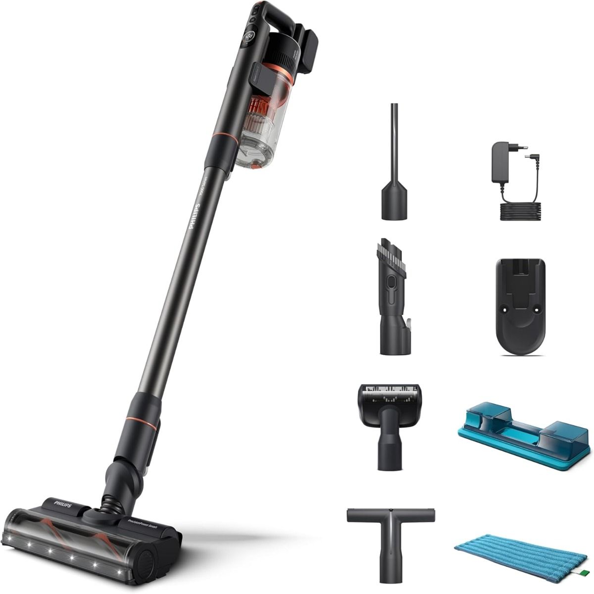 Philips Cordless Stick Vacuum 7000 Series | 80 Min Runtime | PowerCyclone 12 | Aqua Mopping Module | XC7055/01