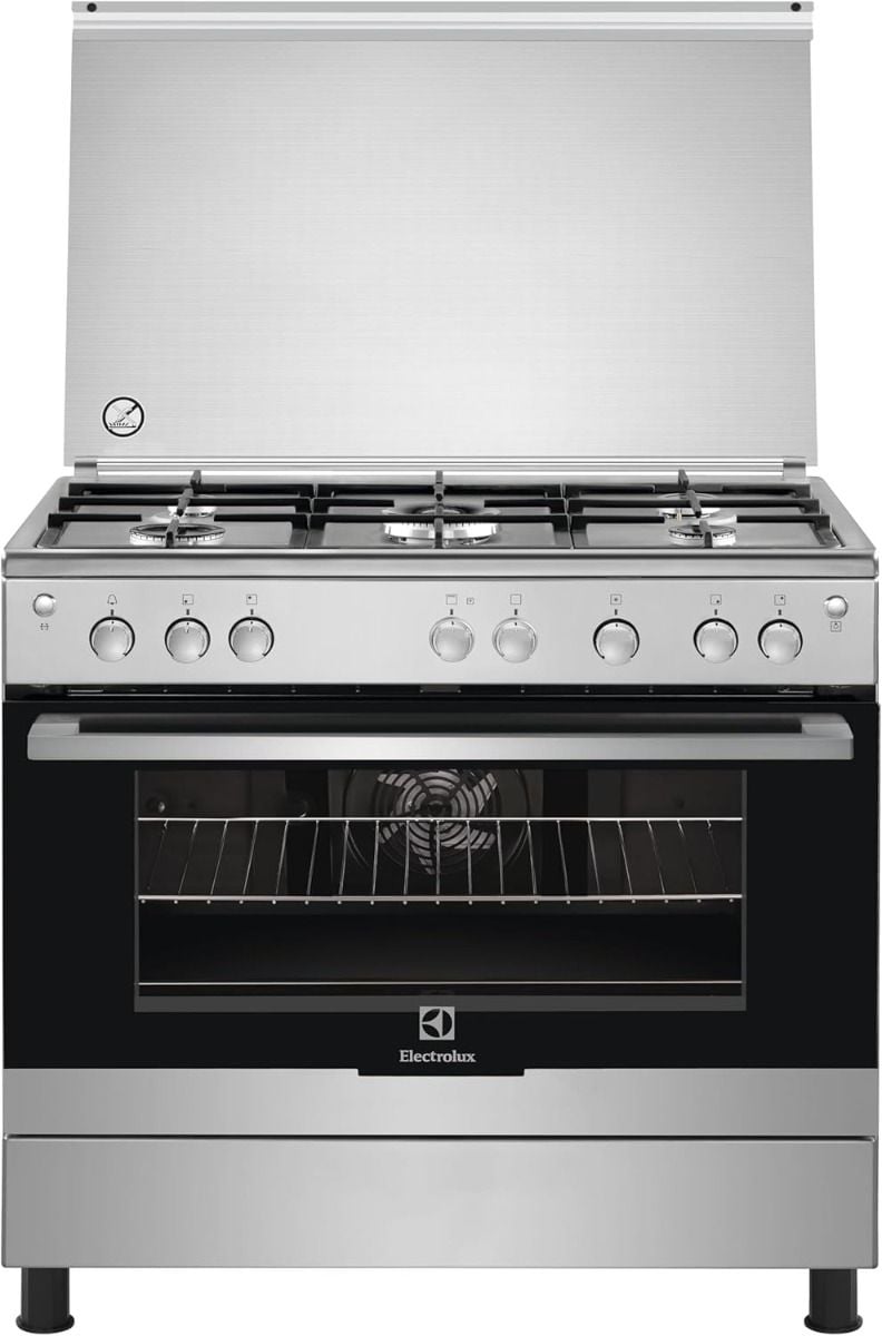 Electrolux 5-Burner Gas Cooker with Cooling Fan | 90x60cm | Automatic Ignition & Thermocouple Safety - EKG913A2OX