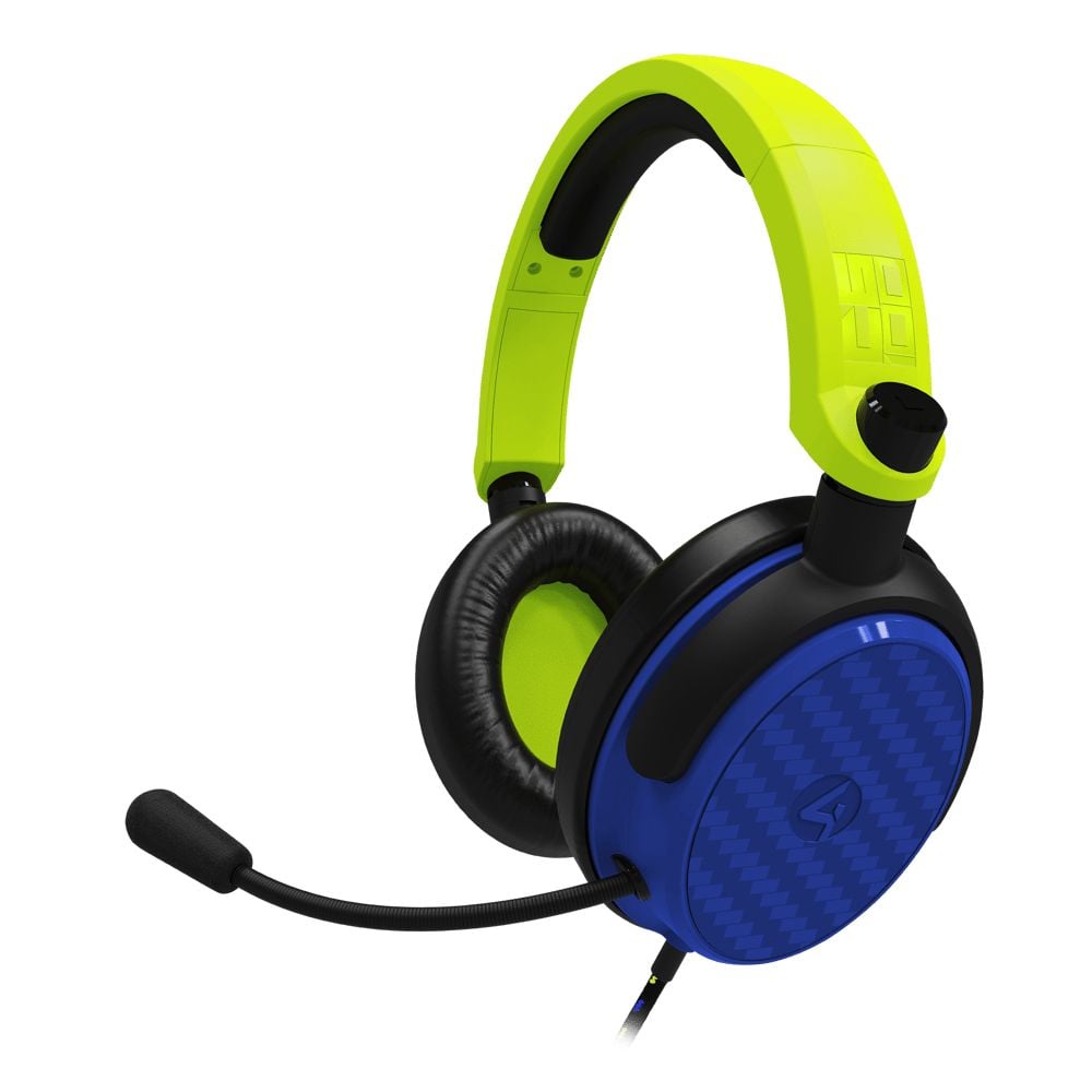 4Gamers 3.5mm Jack | Wired Gaming Over-Ear Headset | Multi-Platform Support | Neon Yellow/Blue