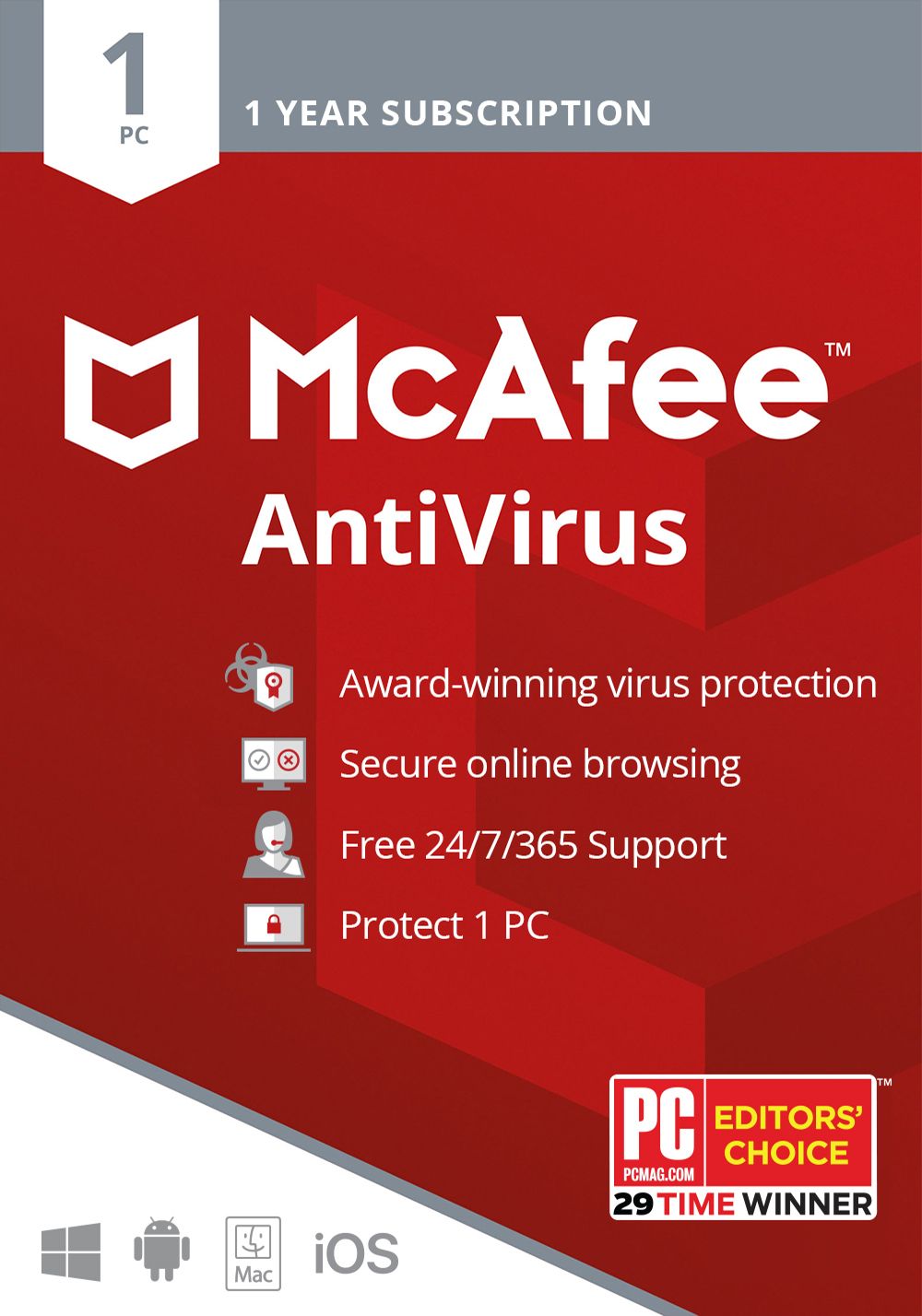   McAfee AntiVirus 1 PC 1 Year