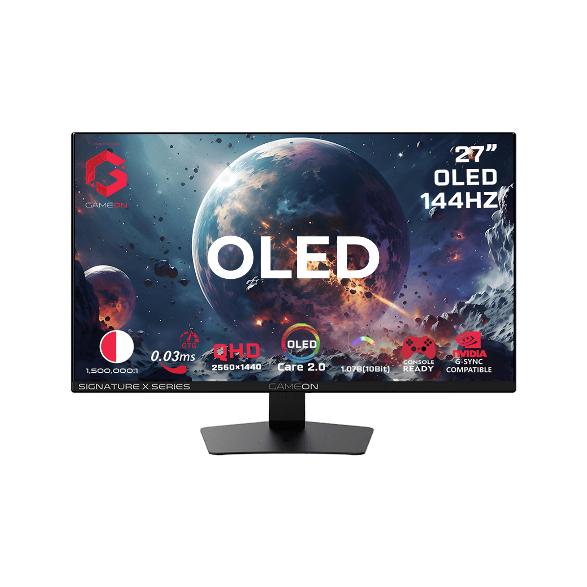 GAMEON GO27QDOLD144 Signature X Series 27-inch OLED QHD, 144Hz, 0.03ms, HDMI 2.1, Gaming Monitor (Supports PS5) |Black