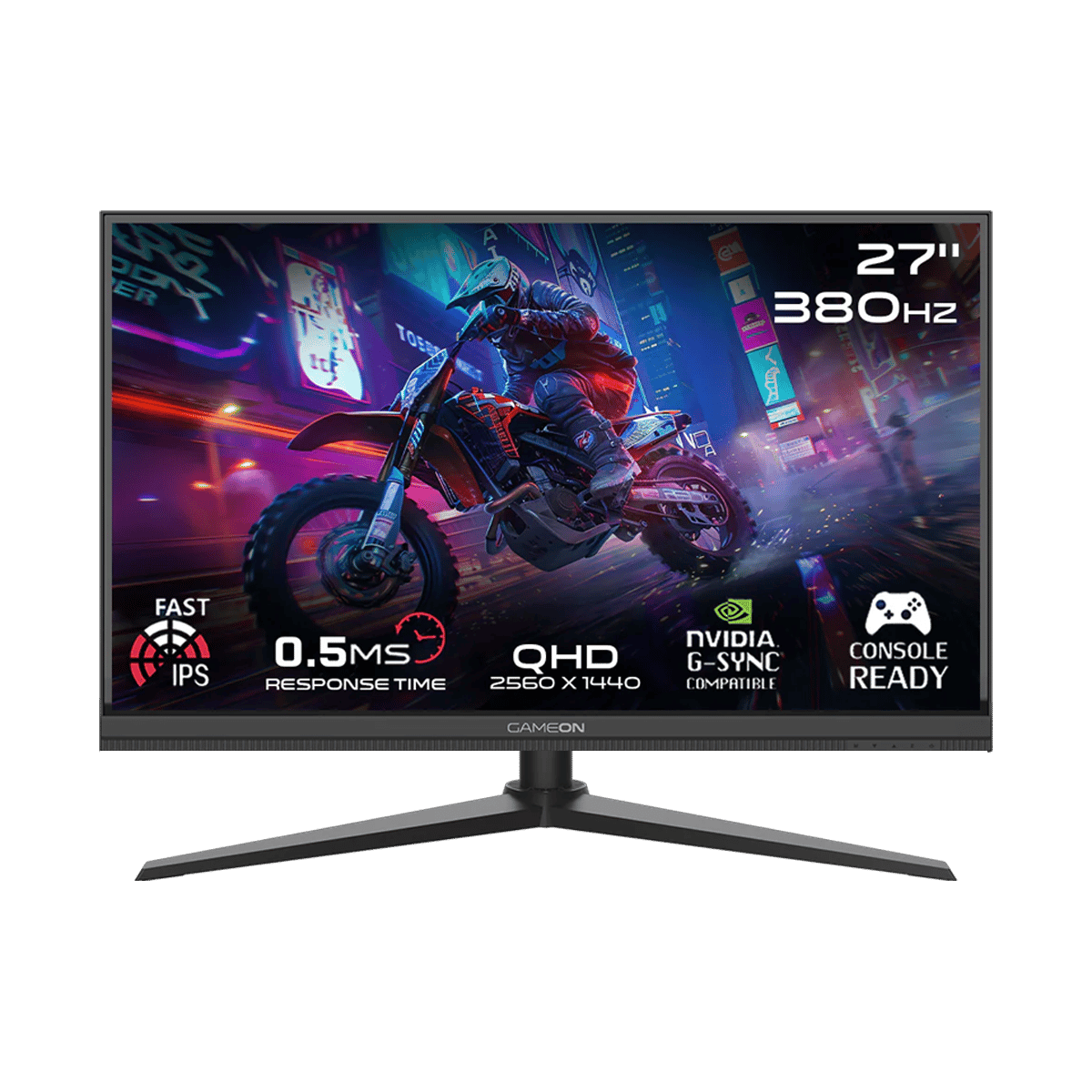 GAMEON GOMP27QHD380IPS Midnight Pro Series 27" QHD, 380Hz, MPRT 0.5ms, HDMI 2.1, Fast IPS Gaming Monitor (Support PS5) |Black