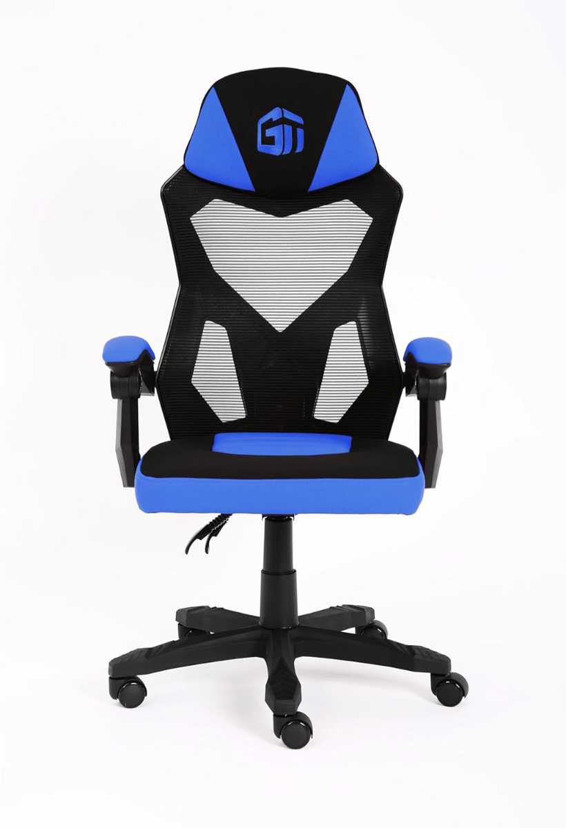 Gamertek Ignite Gaming Chair – Blue Edition, Breathable Mesh & Fabric, Ergonomic Design, Adjustable Height, PU Casters, 120KG Max Weight